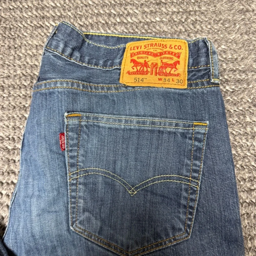 Levis 514 Mens‎ Straight Fit Jeans Size 34x30 Medium Wash Blue Denim